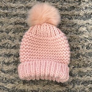 Free People Blush Pink Pom-Pom Beanie, One Size NWOT